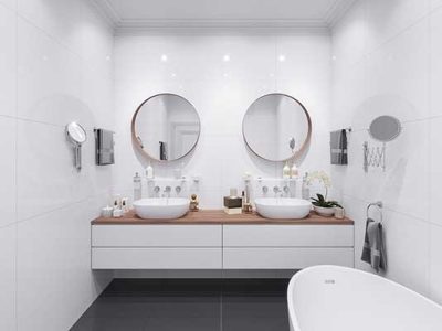 Scandinavian Bathroom Circular Mirrors Oval Bath 1920w Scandinavian Bathroom Circular Mirrors Oval Bath 1920w